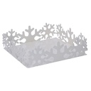 Square white snowflake metal napkin holder cm16,5x16,5h5