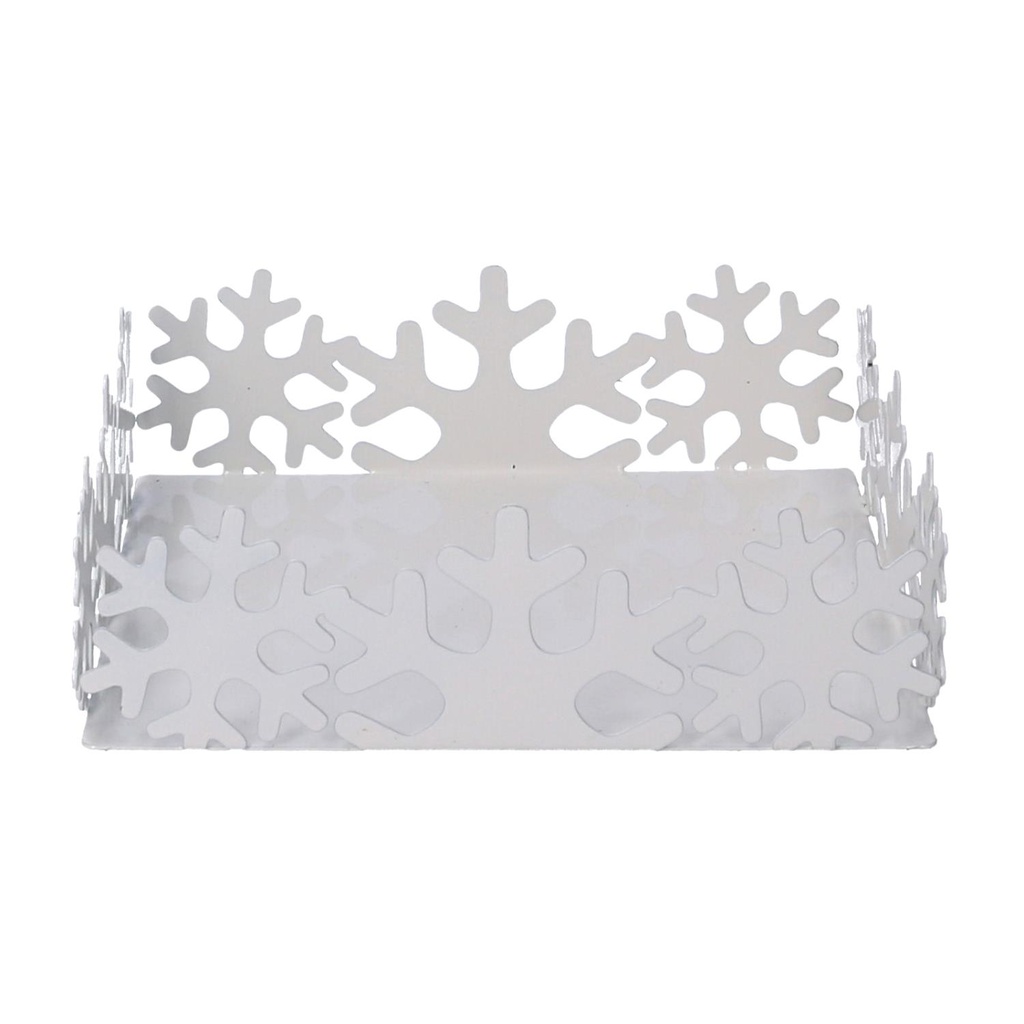 Square white snowflake metal napkin holder cm16,5x16,5h5