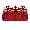 Square red snowflake metal napkin holder 16,5x16,5h5 cm