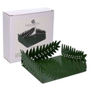 Portatovaglioli metallo foglia alloro verde scuro rettangolare cm16,5x16,5h6,5