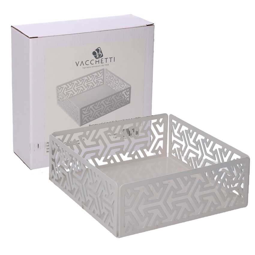 Portatovaglioli metallo frecce bianco quadrato cm16,5x16,5x5,5