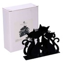 Portatovaglioli metallo gatti nero rettangolare cm 14,5x4h12