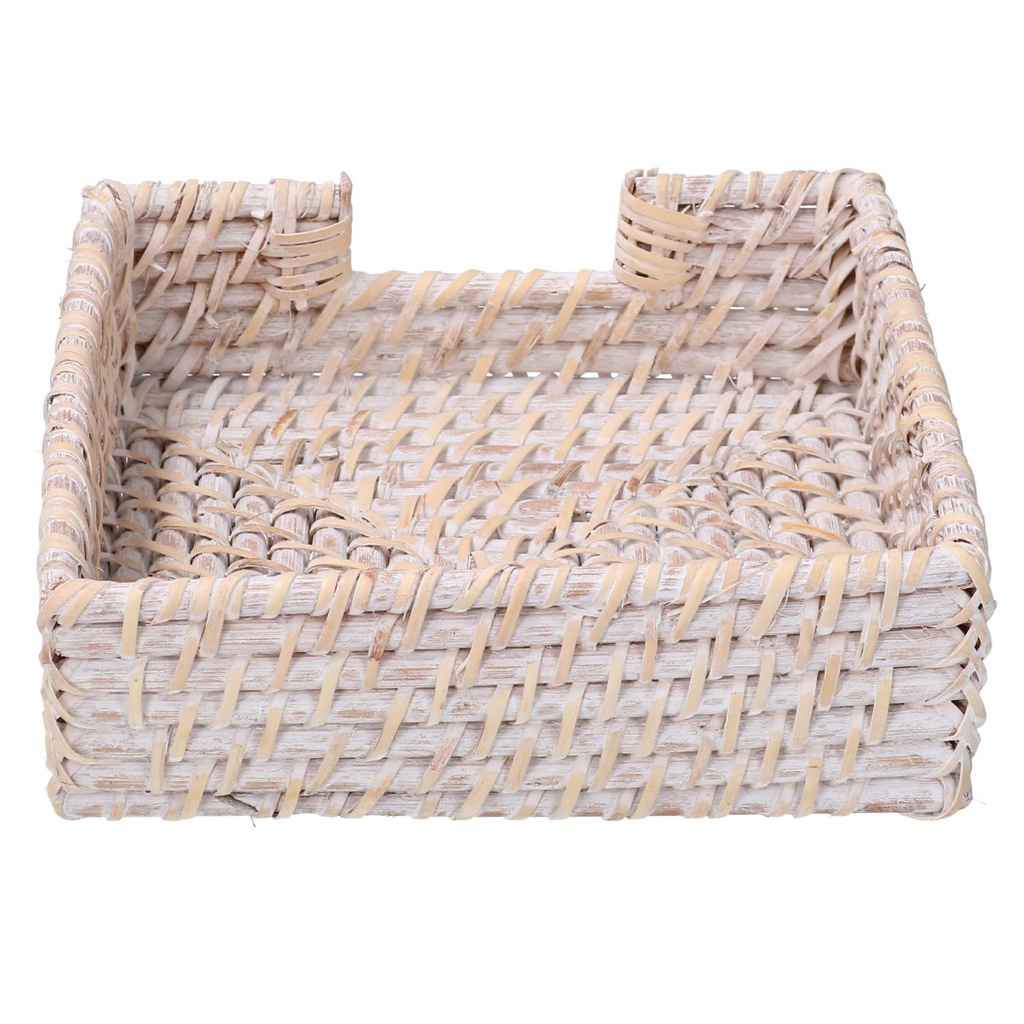 Portatovaglioli rattan algarve bianco quadro cm18x18h6