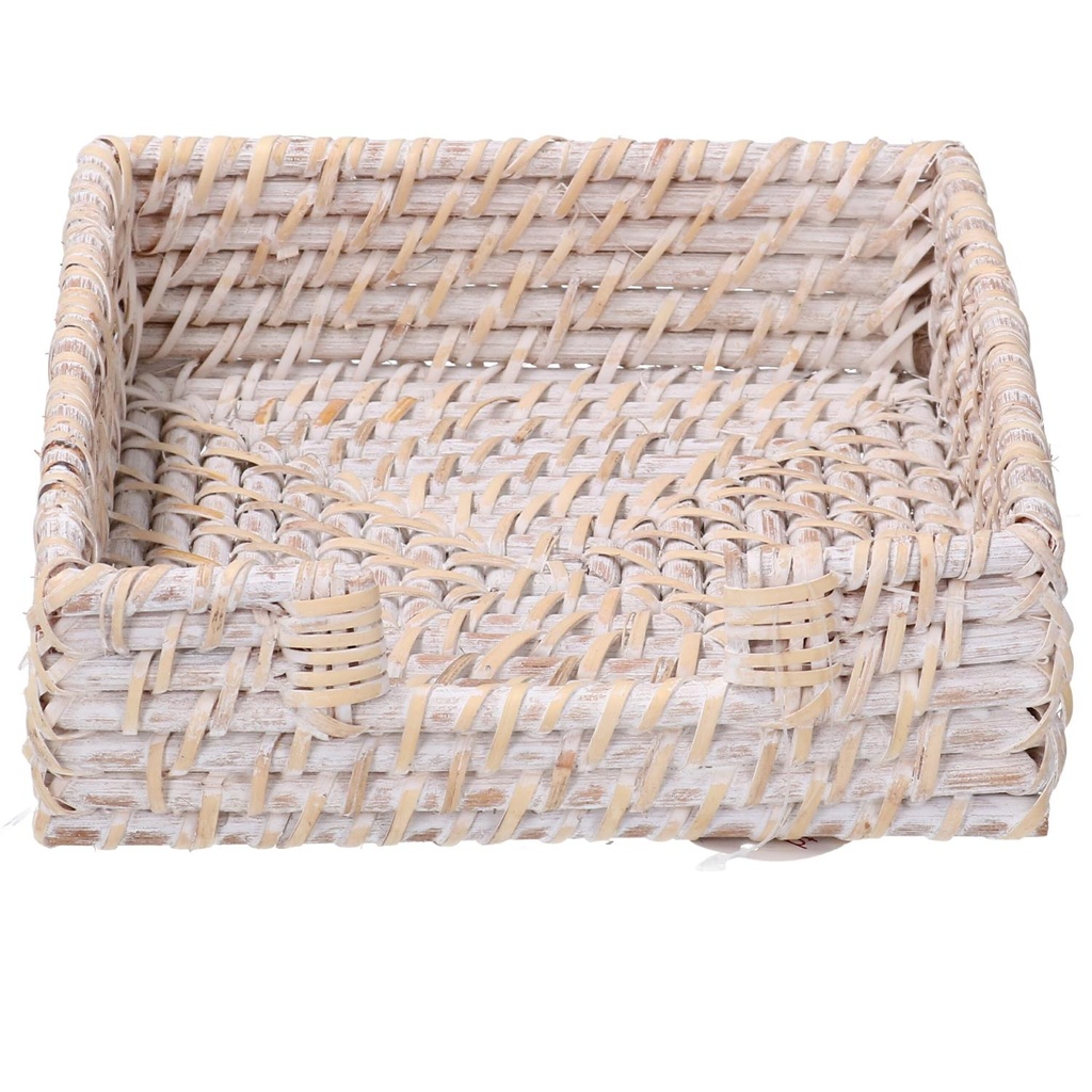 Portatovaglioli rattan algarve bianco quadro cm18x18h6