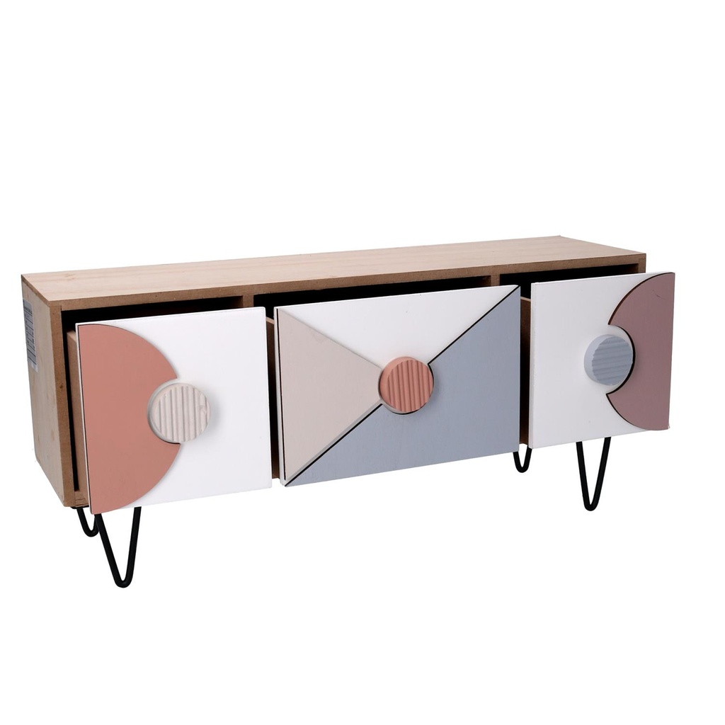 Portatutto legno 3 cassetti multicolor cm 37,5x11,5h17