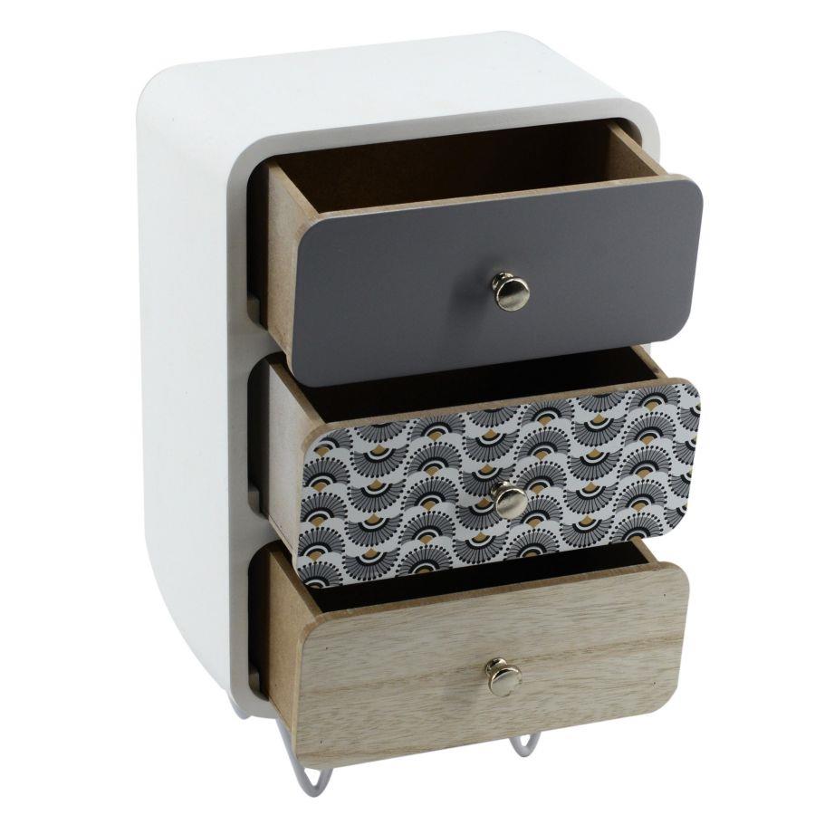 Portatutto legno artemide 3 cassetti rettangolare cm20x12h31,5