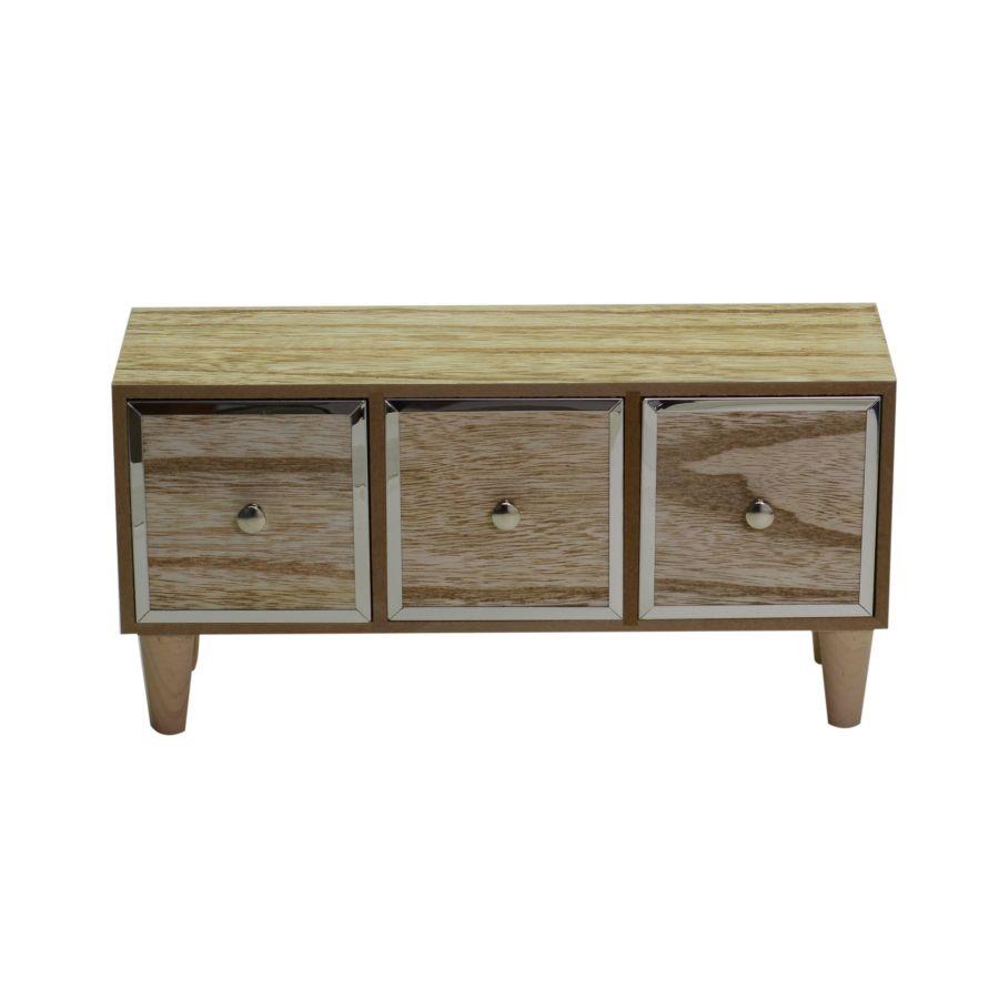 Portatutto legno titanium 3 cassetti rettangolare cm 32x11h16