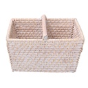 Rectangular white algarve rattan storage basket cm26x21h15