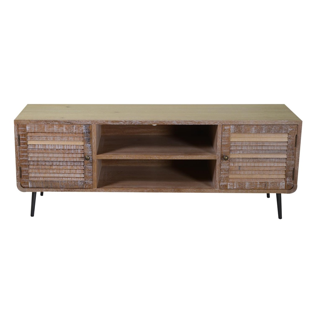 Lione wooden TV stand 2 compartments + 2 natural doors cm135x40h50