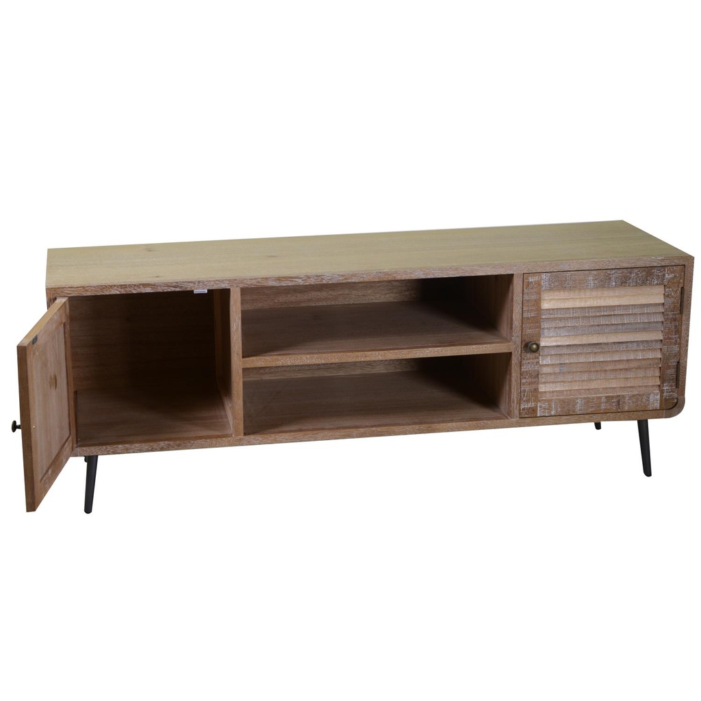 Lione wooden TV stand 2 compartments + 2 natural doors cm135x40h50