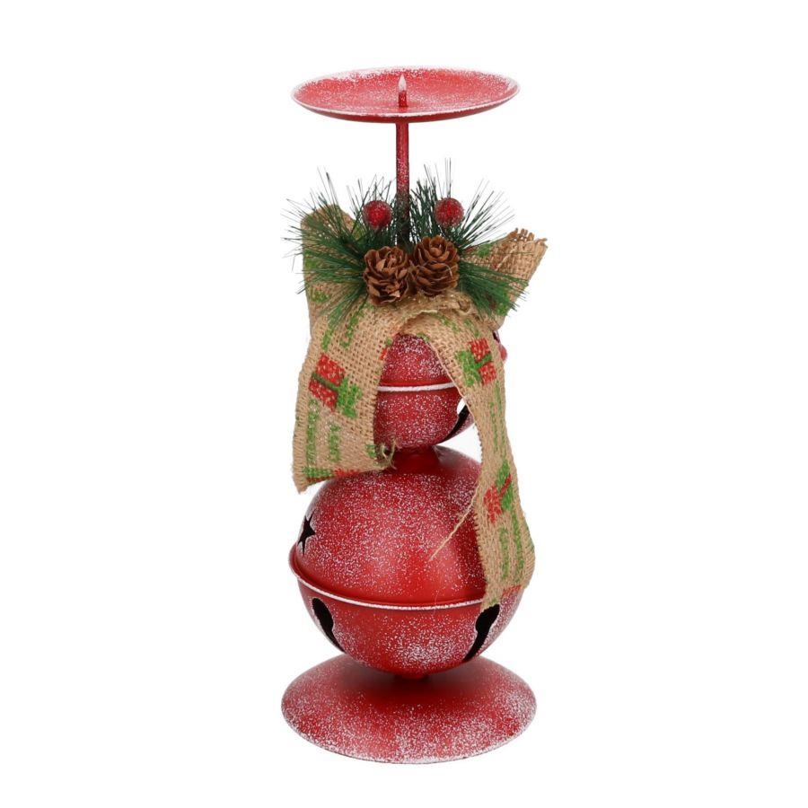 Portcandele metallo rosso 1p cmø10,5h26,5