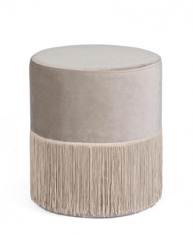 Pouf Leilani effetto velluto grigio chiaro D38 cm