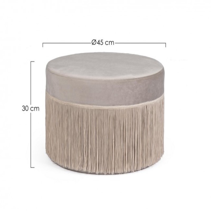 Pouf Leilani effetto velluto grigio chiaro D45 cm