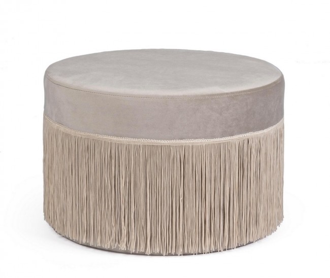 Pouf Leilani effetto velluto grigio chiaro D45 cm