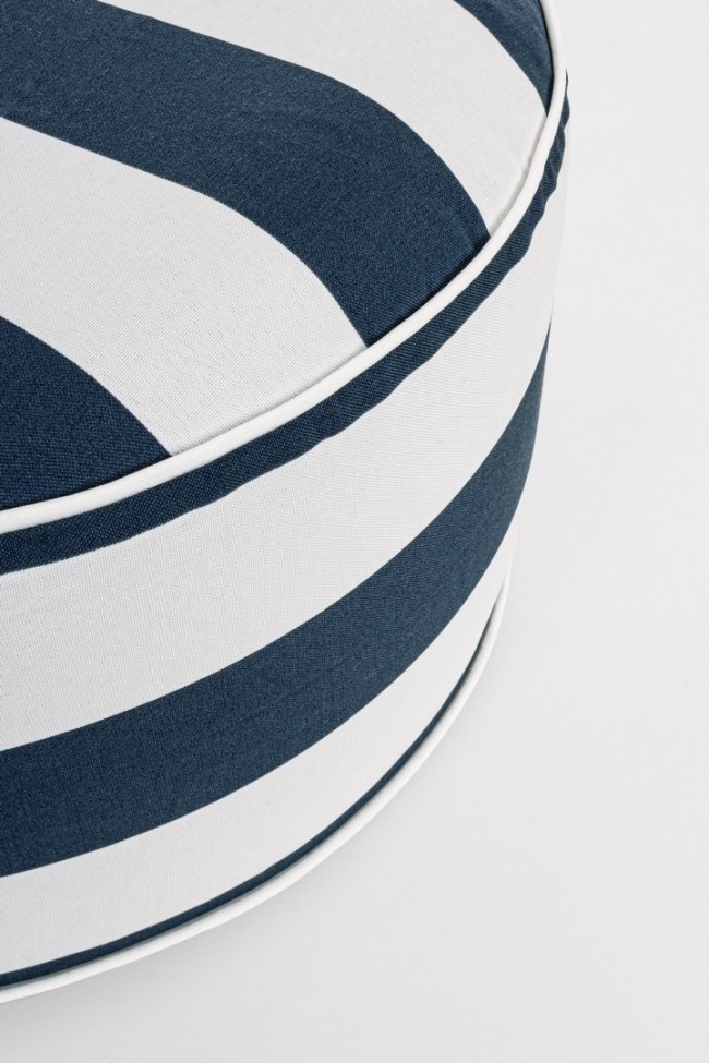 Pouf Righe Gonfiabile Bianco-Blu