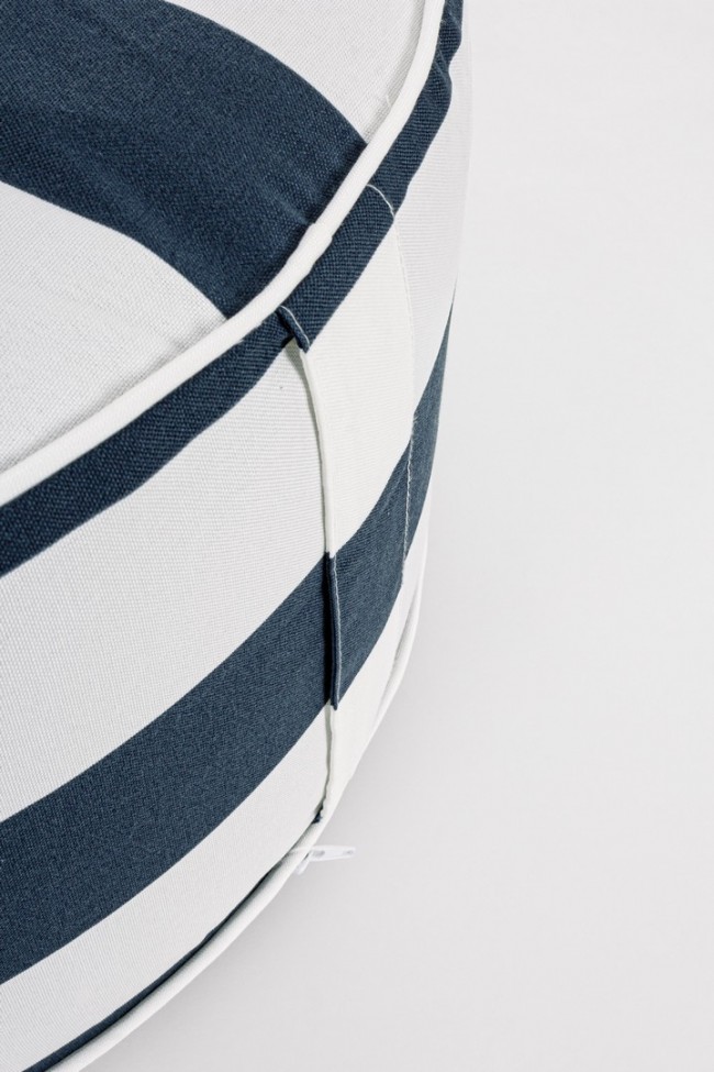 Pouf Righe Gonfiabile Bianco-Blu