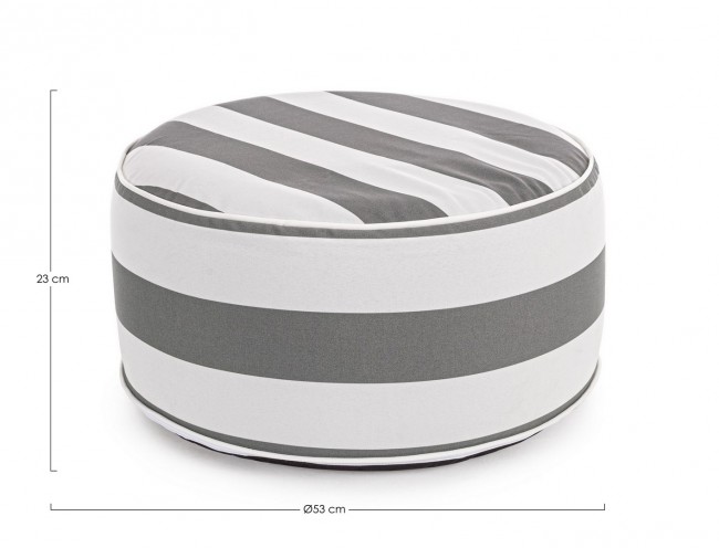 Pouf Righe Gonfiabile Bianco-Grigio