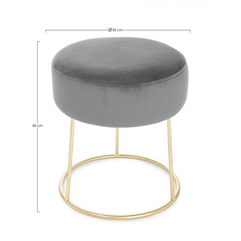 Pouf clarissa grigio oro design cm 35 x 40 h