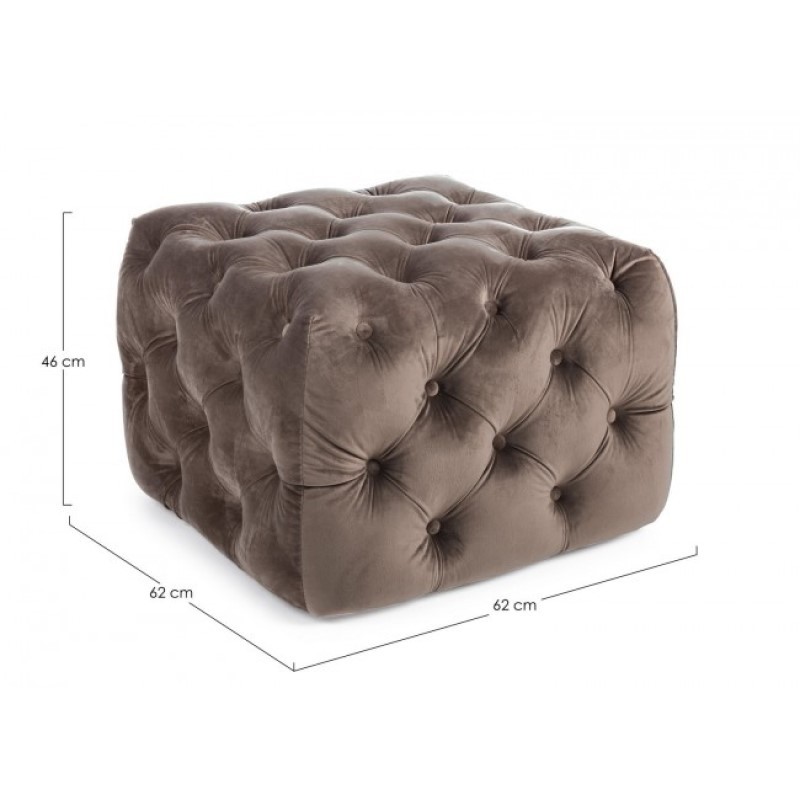 Pouf in velluto tortora EVAN S 62x62x h46 cm