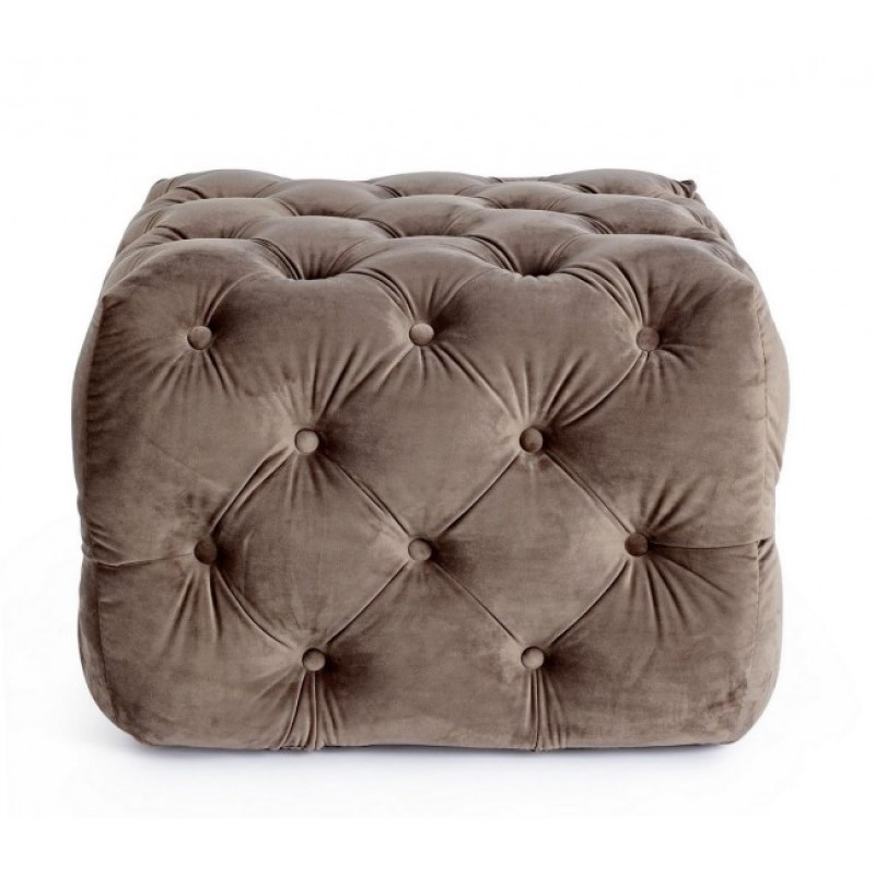 Pouf in velluto tortora EVAN S 62x62x h46 cm