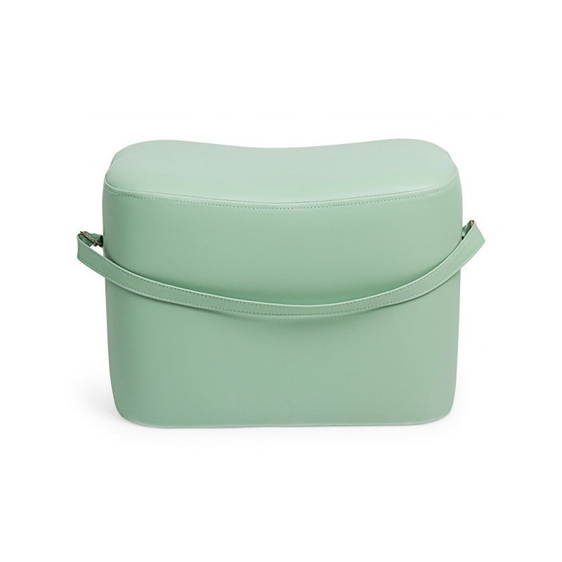 Pouf rettangolare in similpelle con manico GIONA Verde Chiaro 51x34x h35 vm