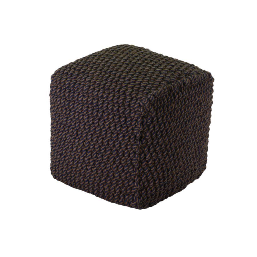 Pouf tessuto crema blu quadrato cm 43 x 43 x h 43