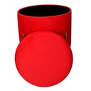 Puff  contenitore tessuto rosso con gambe cm ø40h51