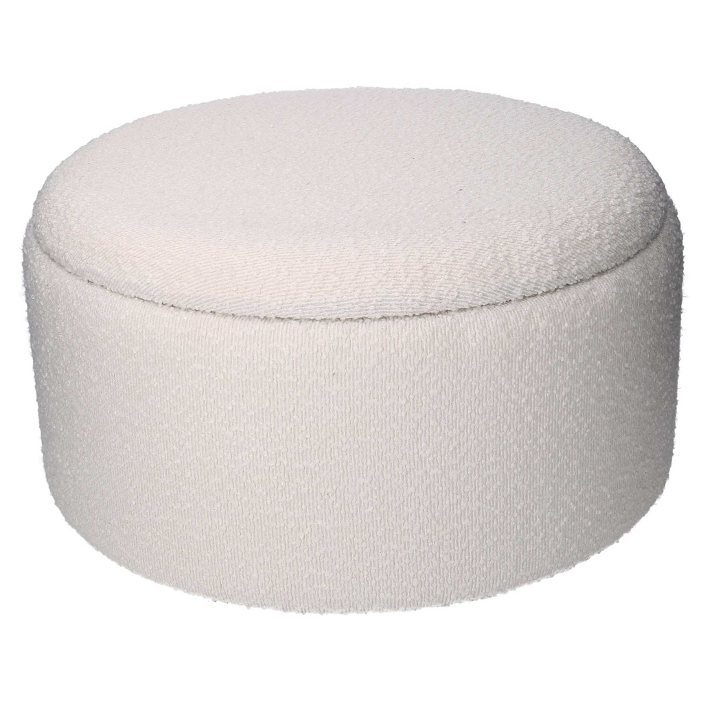 Puff contenitore tessuto boucle 1-2 crema tondo cmø60h33