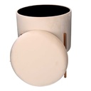 Puff contenitore tessuto crema con gambe cm ø40h51