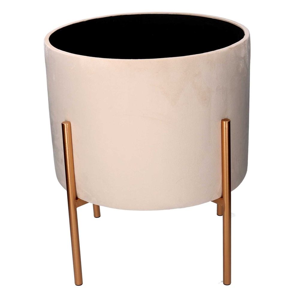 Puff contenitore tessuto crema con gambe cm ø40h51