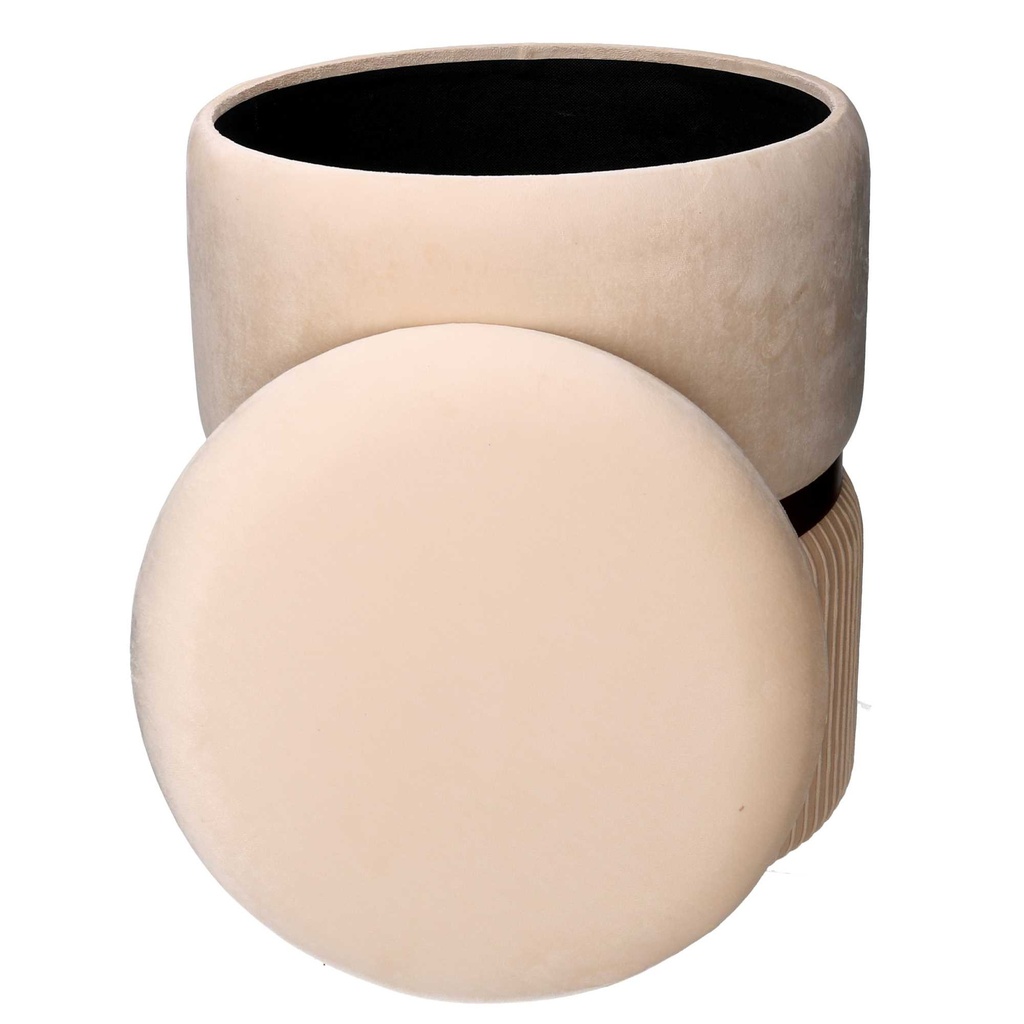 Puff contenitore velluto 1-2 crema cm ø39h49