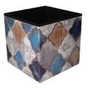 Puff ecopelle pieghevole blu marocco quadro cm38x38h38