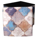 Puff ecopelle pieghevole blu marocco quadro cm38x38h38