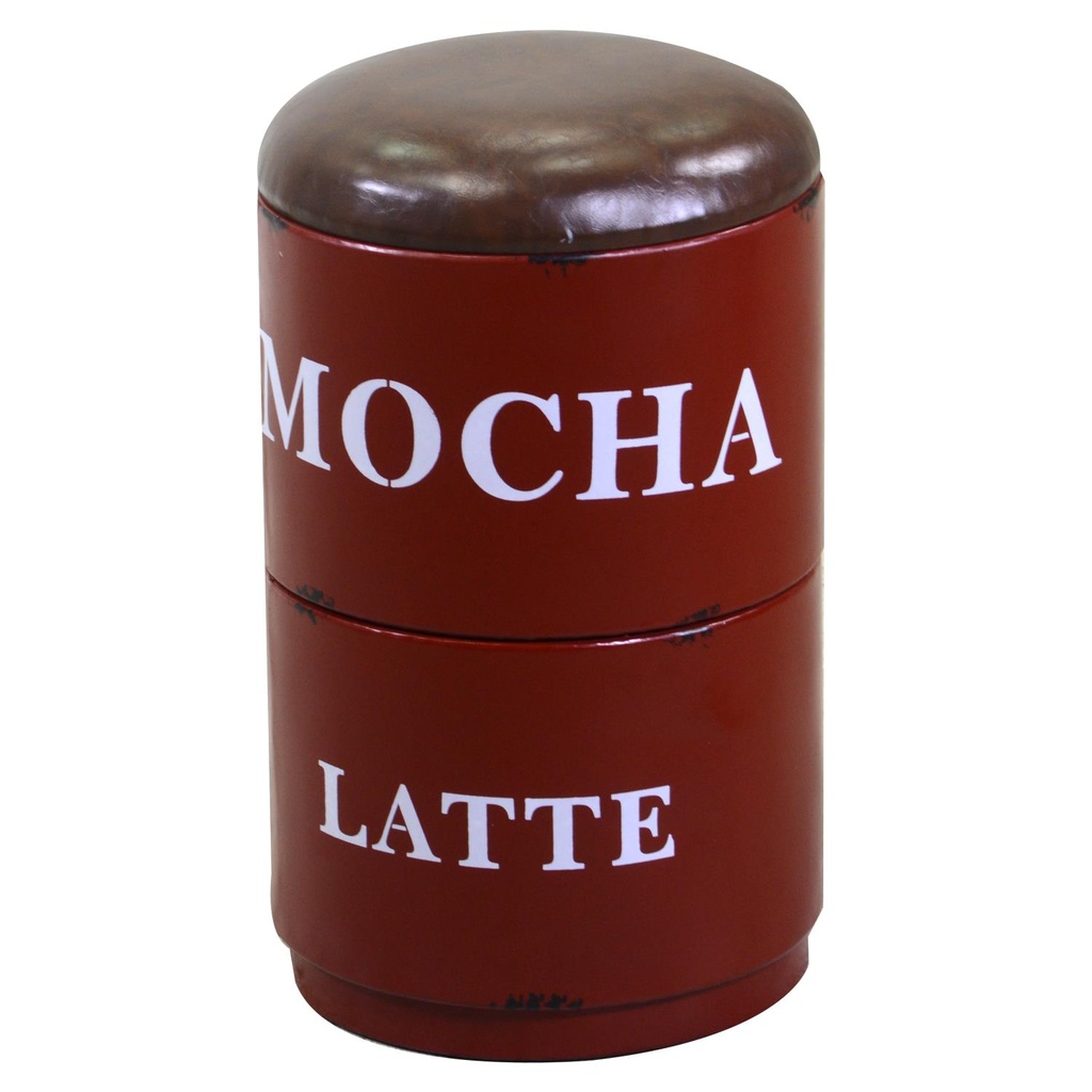 Pouff metallo tazzine rosso tondo cm 44 x 30 x h50