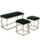 Puff metallo velluto verde con 2 piccoli rettangolare cm100x40,5h51,5