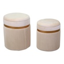 Puff velluto 1-2 crema cm ø39h49