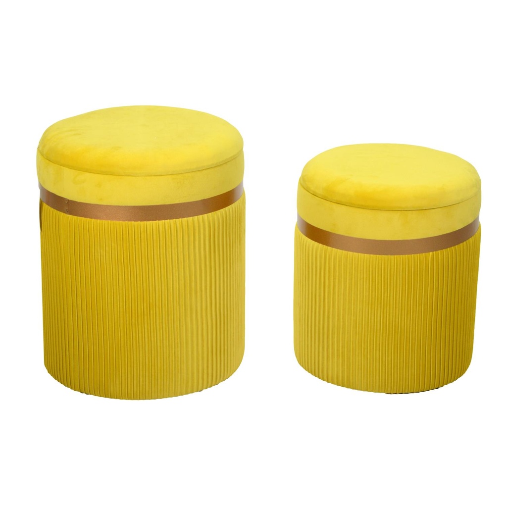 Puff velluto 1-2 giallo cm ø39h49