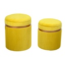 Puff velluto 1-2 giallo cm ø39h49