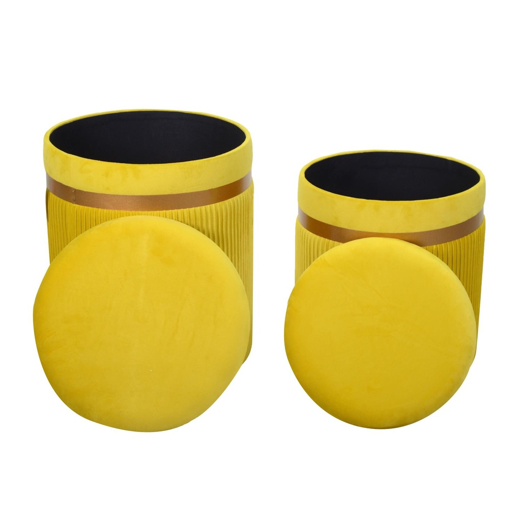 Puff velluto 1-2 giallo cm ø39h49
