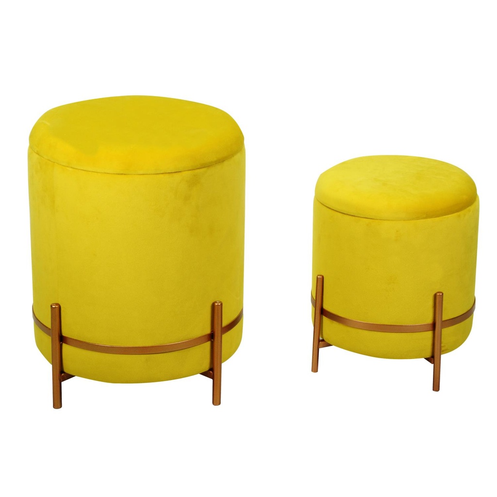 Puff velluto 1-2 giallo cm ø39h49