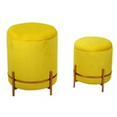 Puff velluto 1-2 giallo cm ø39h49