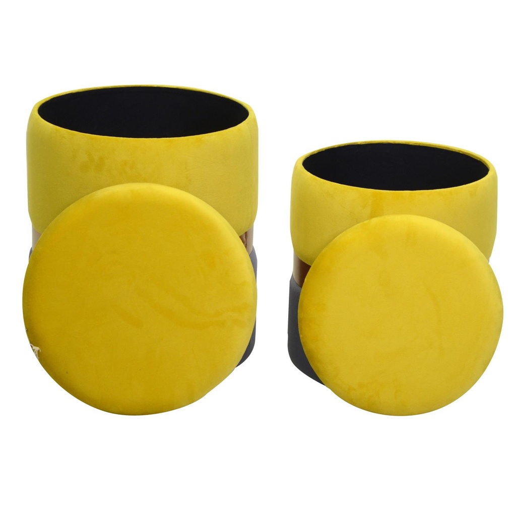 Puff velluto 1-2 giallo-grigio chiaro cm ø39h49