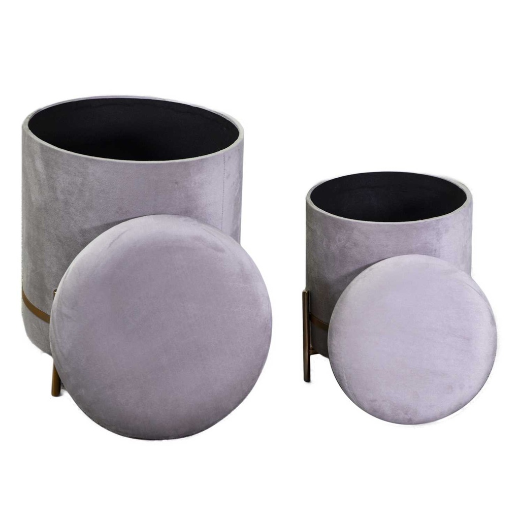 Puff velluto 1-2 grigio chiaro cm ø39h49