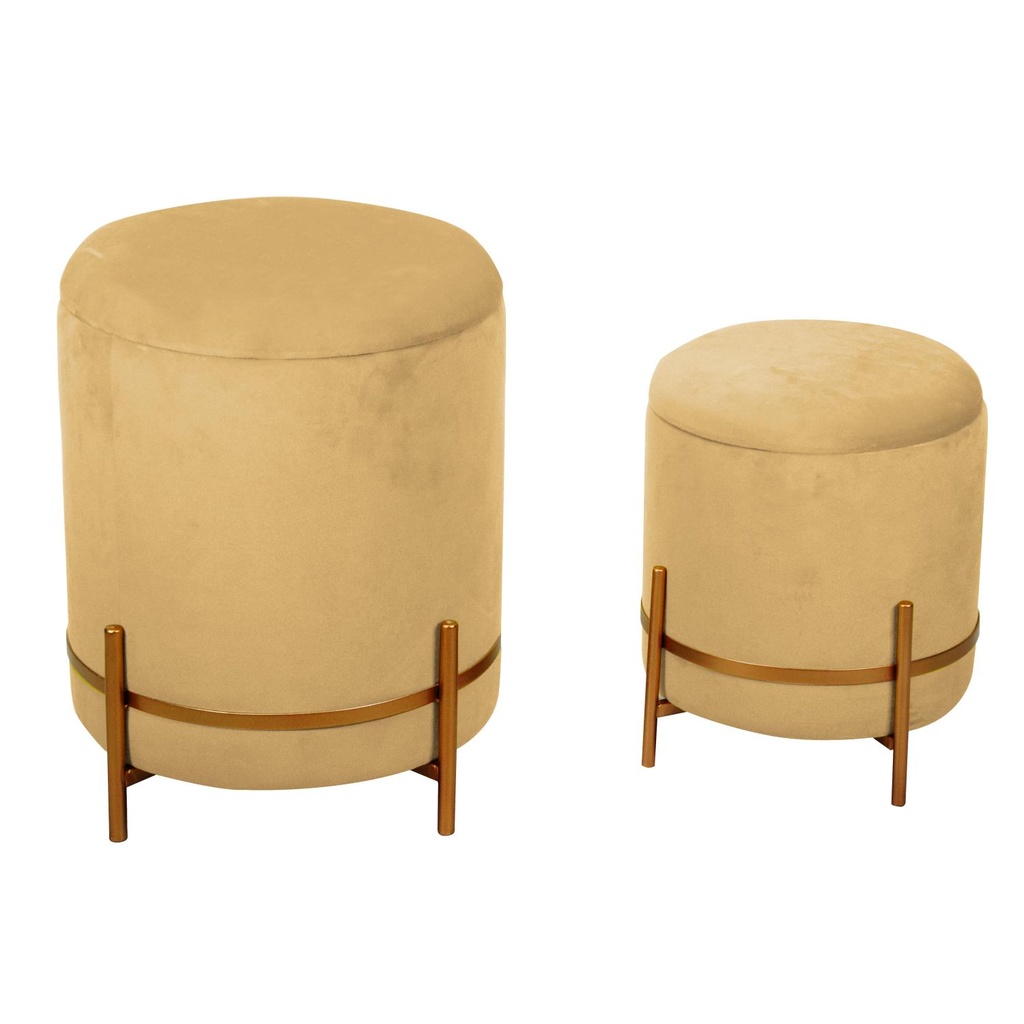 Puff velluto 1-2 ocra cm ø39h49