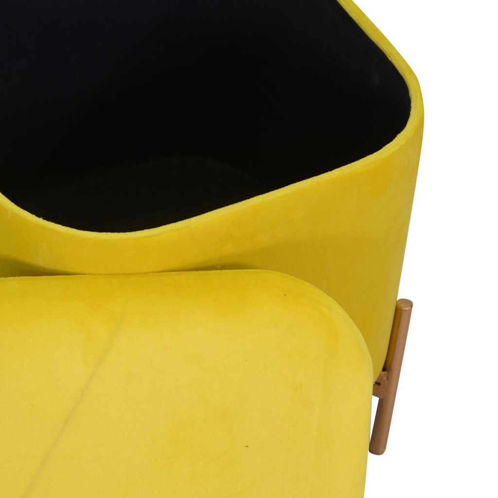 Puff velluto giallo cm38x38h45