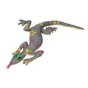 Pupazzo tessuto lucertola con fiori verde cm45x22h5