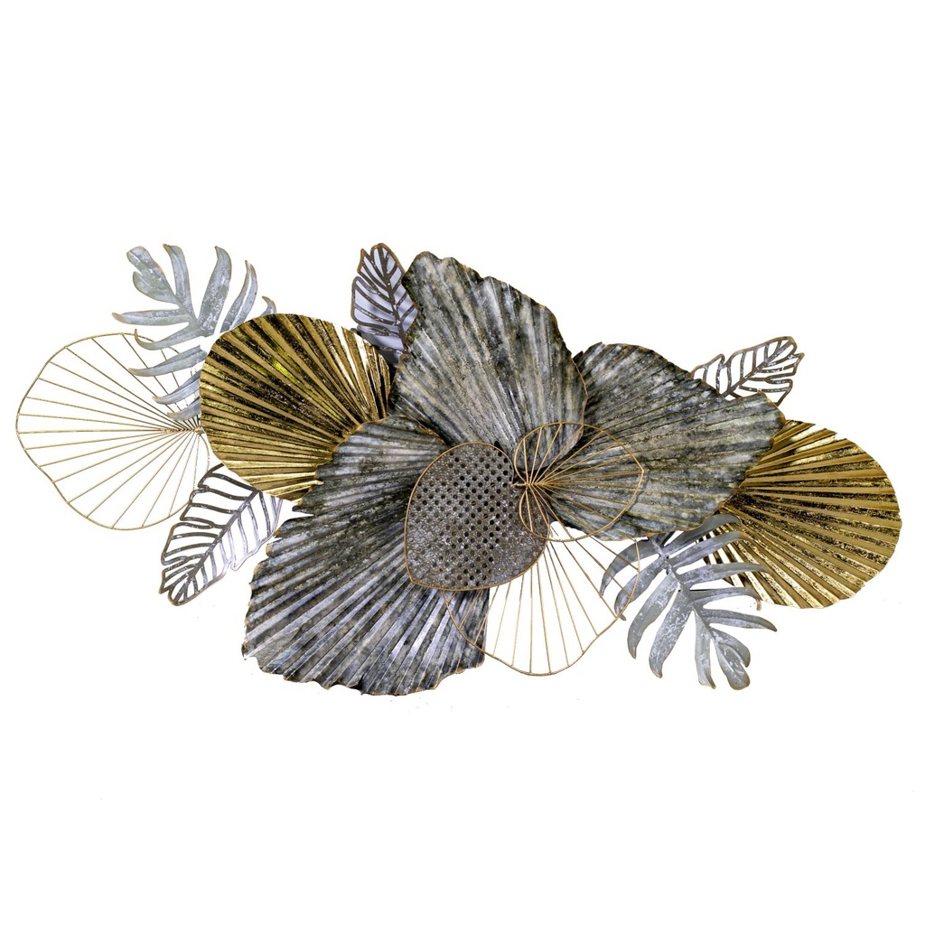 Quadro in metallo con foglie verdi