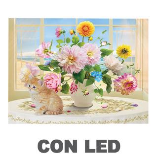 Rectangular white flower vase led picture cm40x30x1,8