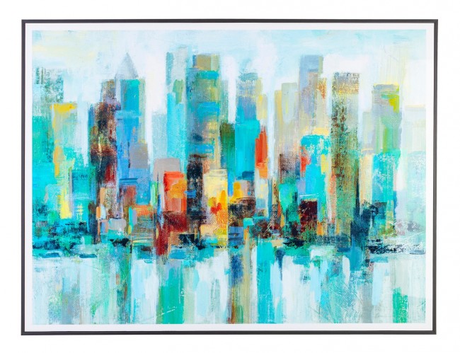 Quadro skyline city con cornice cm 120x90