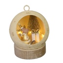 Renna metallo led dentro pallina oro cmø11h15